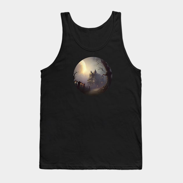 Creepy house and full moon Tank Top by AnnArtshock